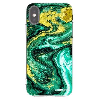 Picasee silikonový průhledný obal pro Apple iPhone X/XS - Green Gold