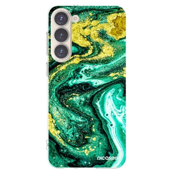 Picasee silikonový průhledný obal pro Samsung Galaxy S23+ 5G - Green Gold