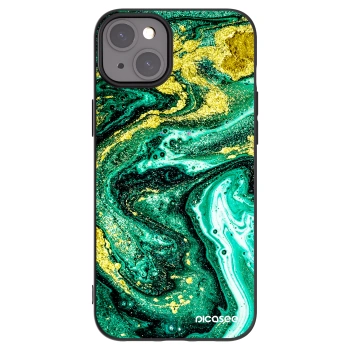 Picasee silikonový černý obal pro Apple iPhone 15 Plus - Green Gold