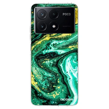 Picasee silikonový průhledný obal pro Xiaomi Poco X6 Pro - Green Gold