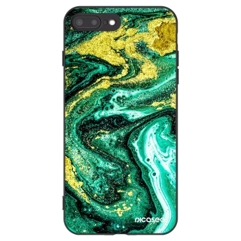 Picasee silikonový černý obal pro Apple iPhone 7 Plus - Green Gold