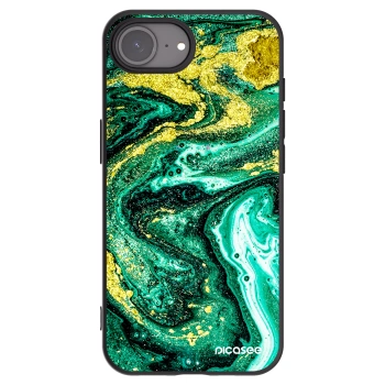 Picasee silikonový černý obal pro Apple iPhone 16e - Green Gold