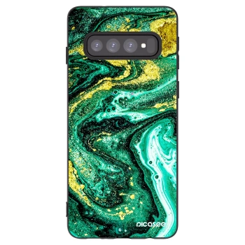 Picasee silikonový černý obal pro Samsung Galaxy S10 G973 - Green Gold