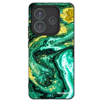 Picasee silikonový černý obal pro Xiaomi Redmi Note 14 5G - Green Gold