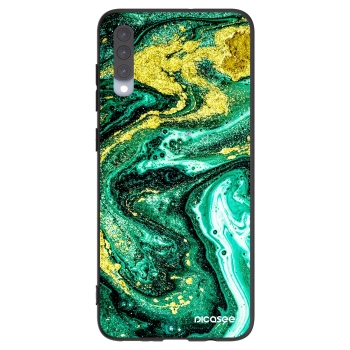 Picasee silikonový černý obal pro Samsung Galaxy A70 A705F - Green Gold