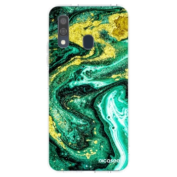 Picasee silikonový průhledný obal pro Samsung Galaxy A40 A405F - Green Gold