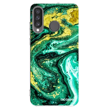Picasee silikonový průhledný obal pro Huawei P30 Lite - Green Gold