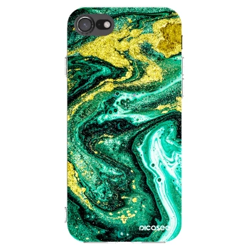 Picasee silikonový průhledný obal pro Apple iPhone SE 2020 - Green Gold