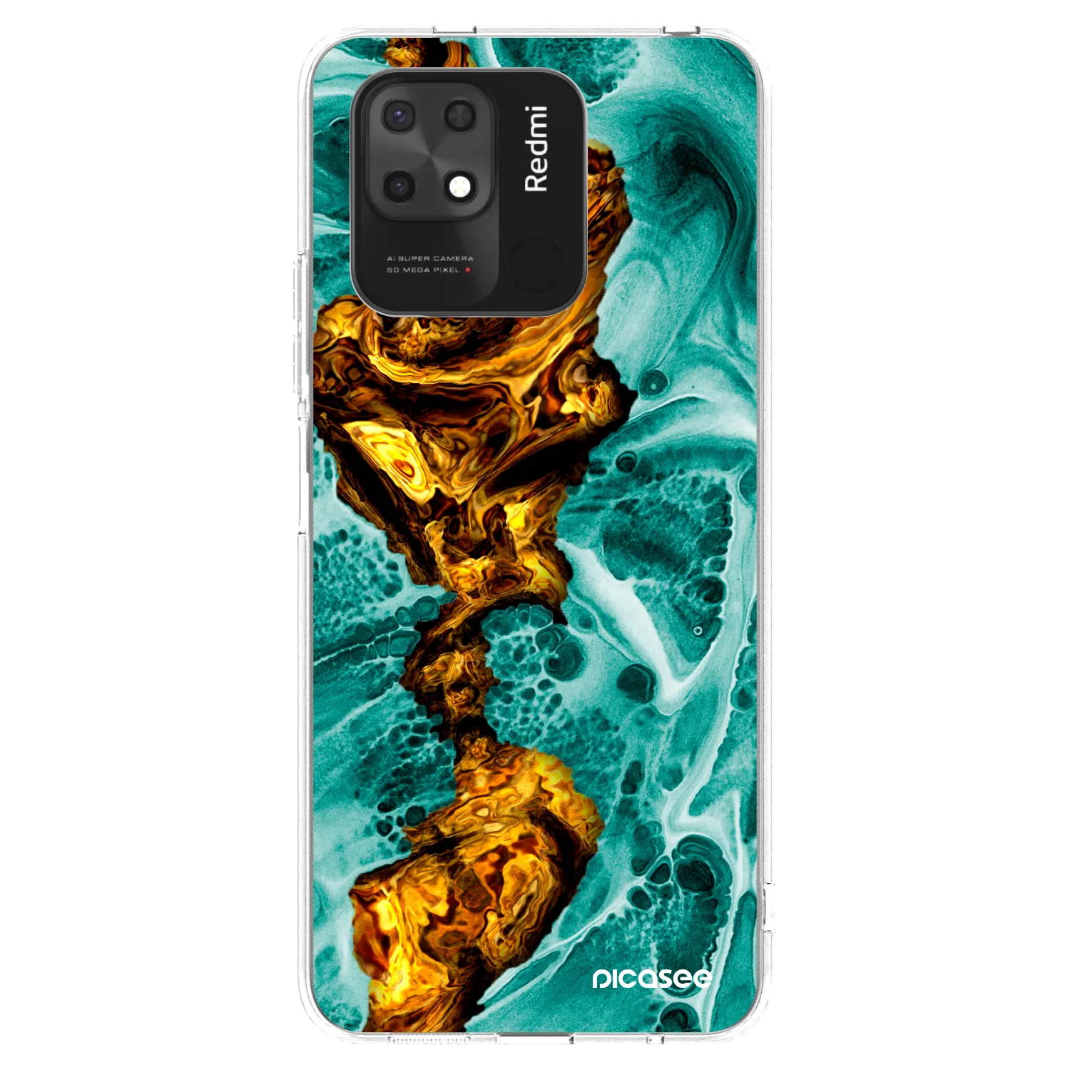 Picasee silikonový průhledný obal pro Xiaomi Redmi 10C - Goldsky