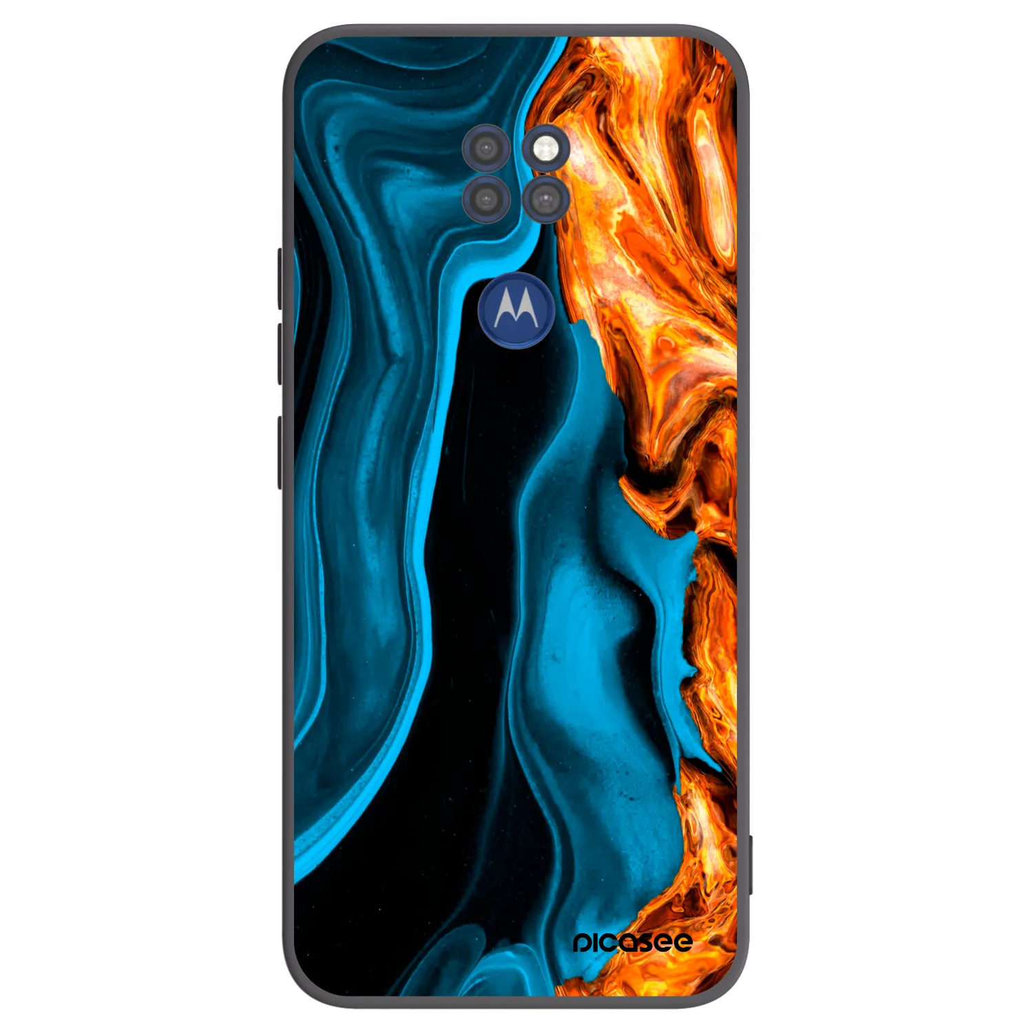 Picasee silikonový černý obal pro Motorola Moto G9 Play - Gold blue
