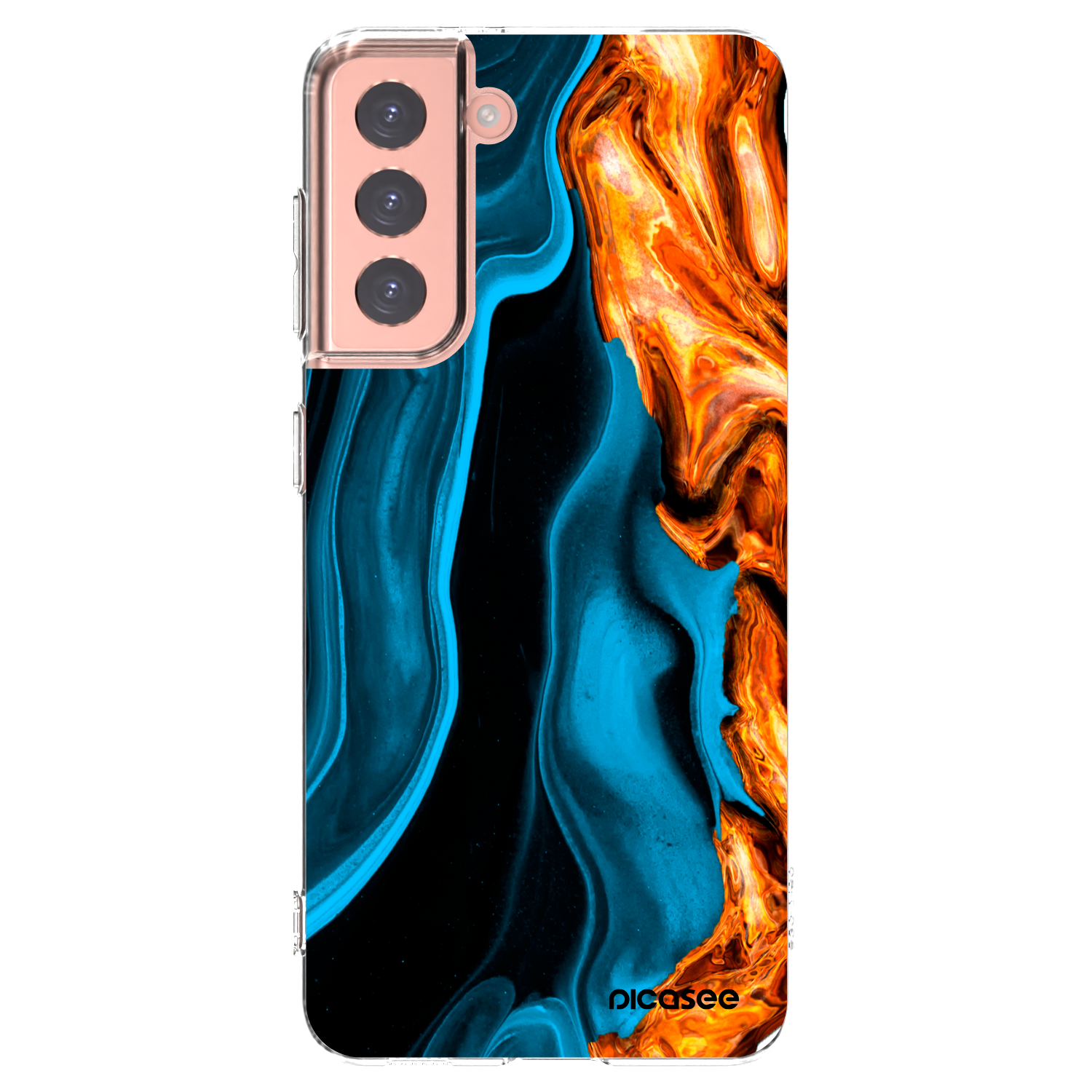 Picasee silikonový průhledný obal pro Samsung Galaxy S21 5G G991B - Gold blue