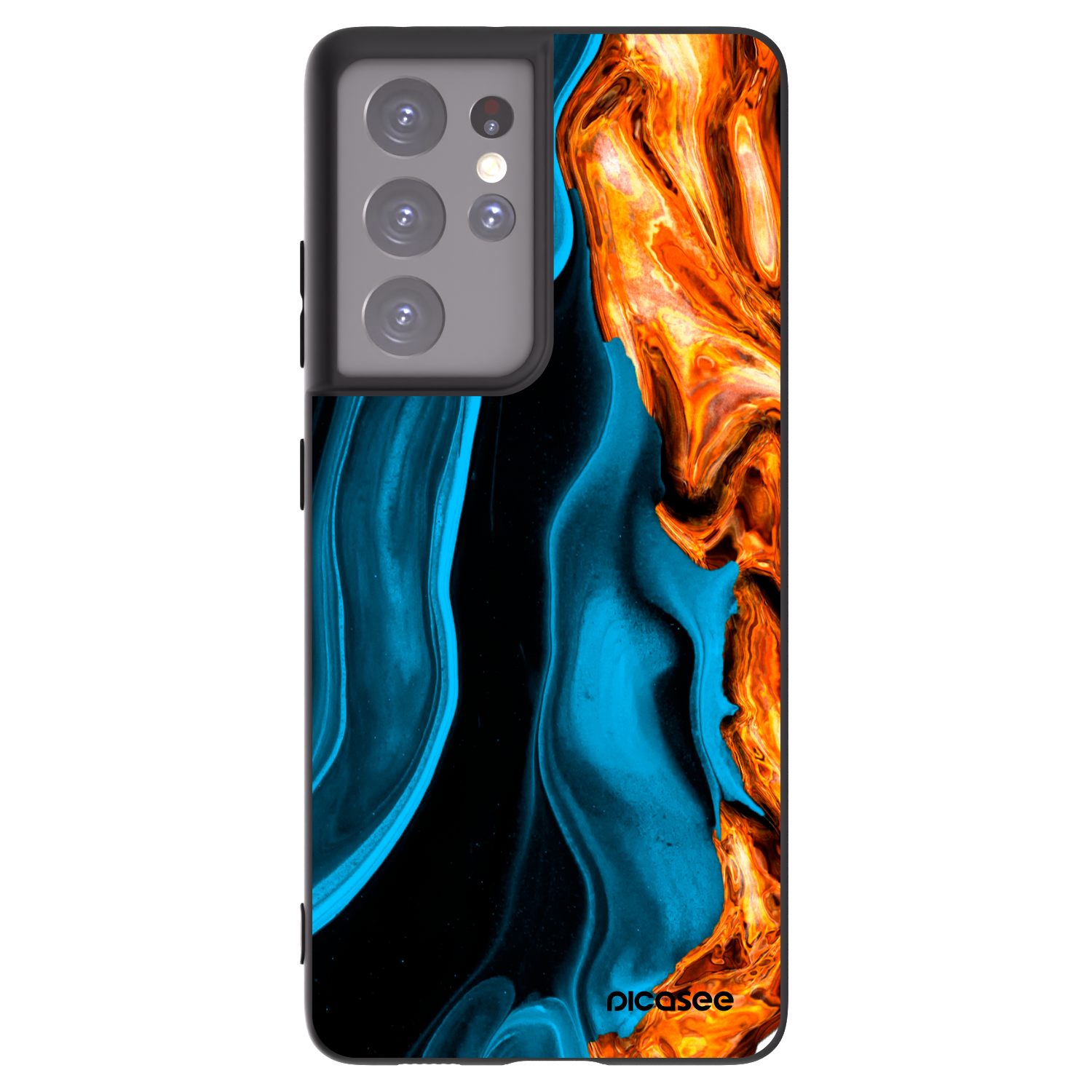 Picasee silikonový černý obal pro Samsung Galaxy S21 Ultra 5G G998B - Gold blue