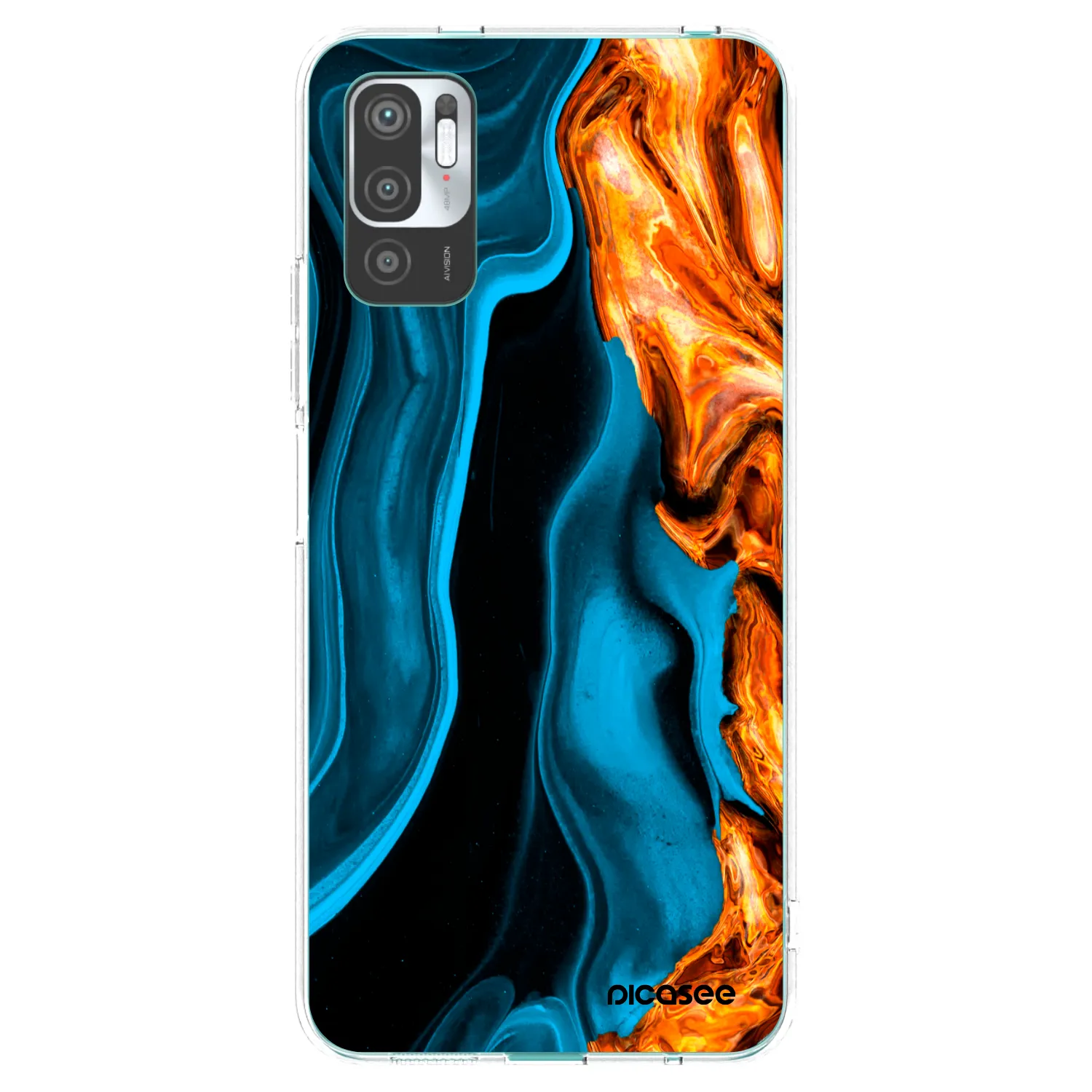 Picasee silikonový průhledný obal pro Xiaomi Redmi Note 10 5G - Gold blue