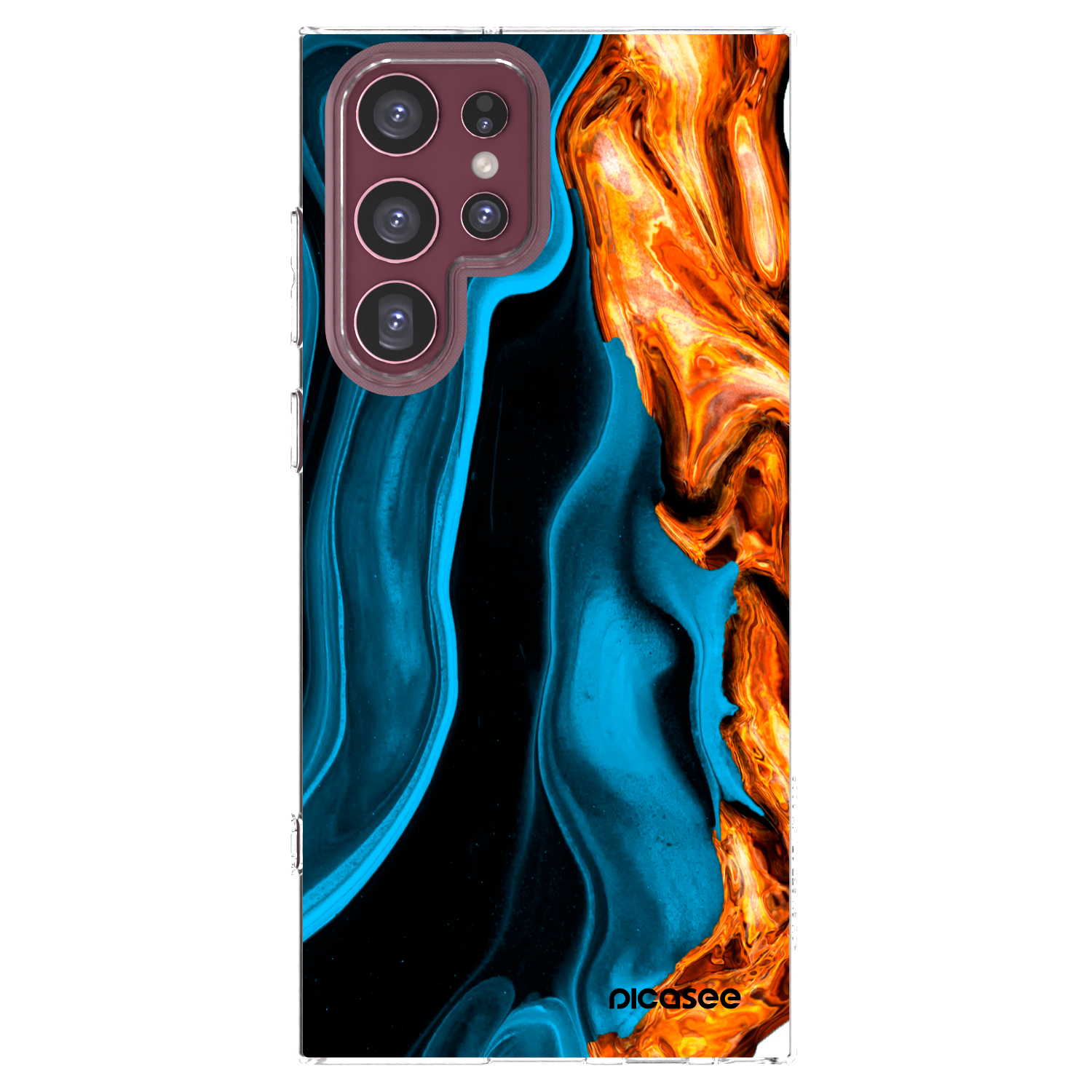 Picasee silikonový průhledný obal pro Samsung Galaxy S22 Ultra 5G - Gold blue