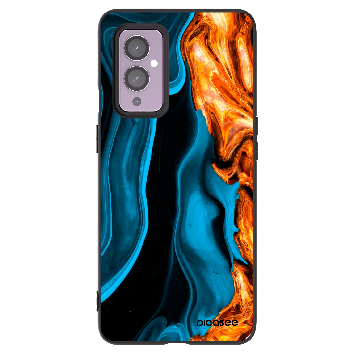 Picasee silikonový černý obal pro OnePlus 9 - Gold blue