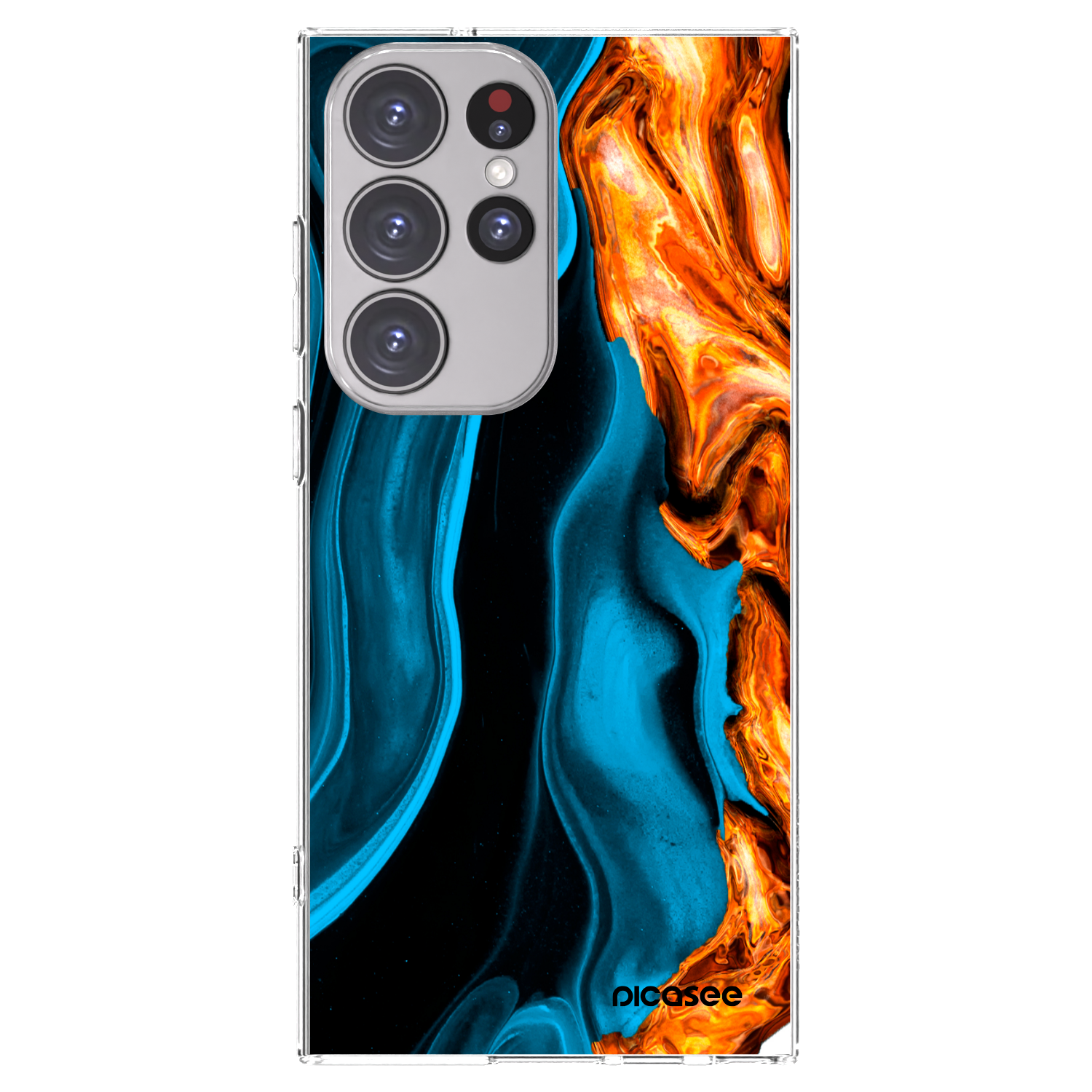 Picasee silikonový průhledný obal pro Samsung Galaxy S23 Ultra 5G - Gold blue