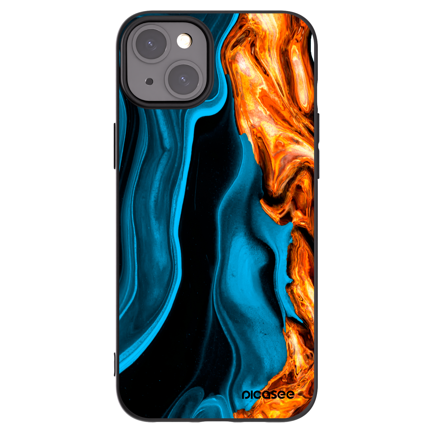 Picasee silikonový černý obal pro Apple iPhone 15 Plus - Gold blue