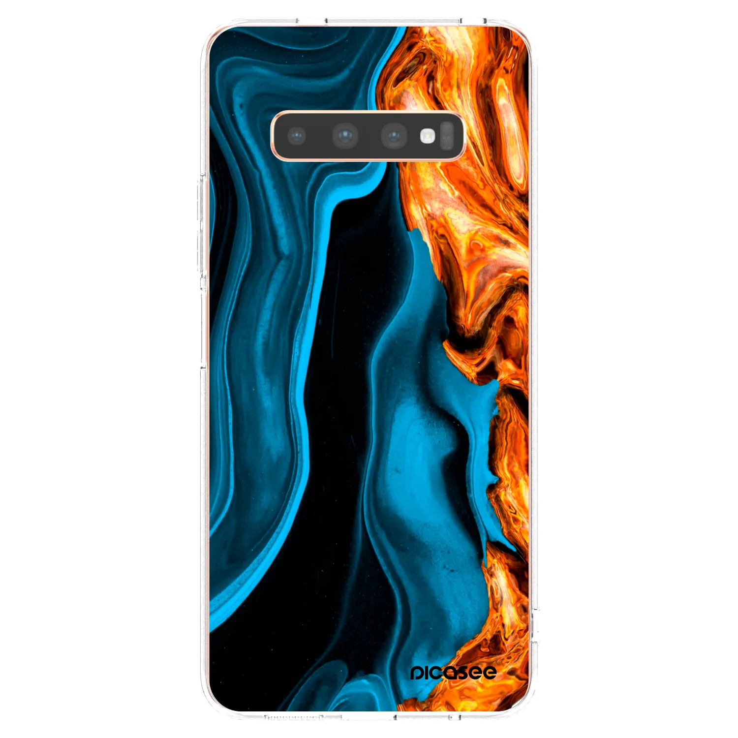 Picasee silikonový průhledný obal pro Samsung Galaxy S10 Plus G975 - Gold blue