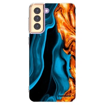 Picasee silikonový průhledný obal pro Samsung Galaxy S21+ 5G G996F - Gold blue
