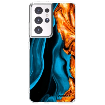 Picasee silikonový průhledný obal pro Samsung Galaxy S21 Ultra 5G G998B - Gold blue