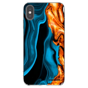 Picasee silikonový průhledný obal pro Apple iPhone XS Max - Gold blue
