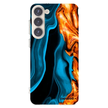 Picasee silikonový průhledný obal pro Samsung Galaxy S23+ 5G - Gold blue