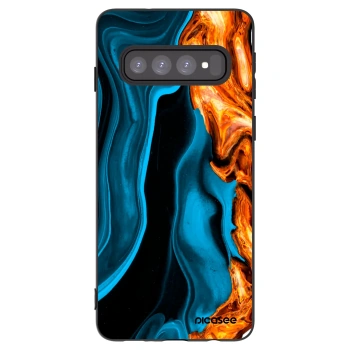 Picasee silikonový černý obal pro Samsung Galaxy S10 G973 - Gold blue