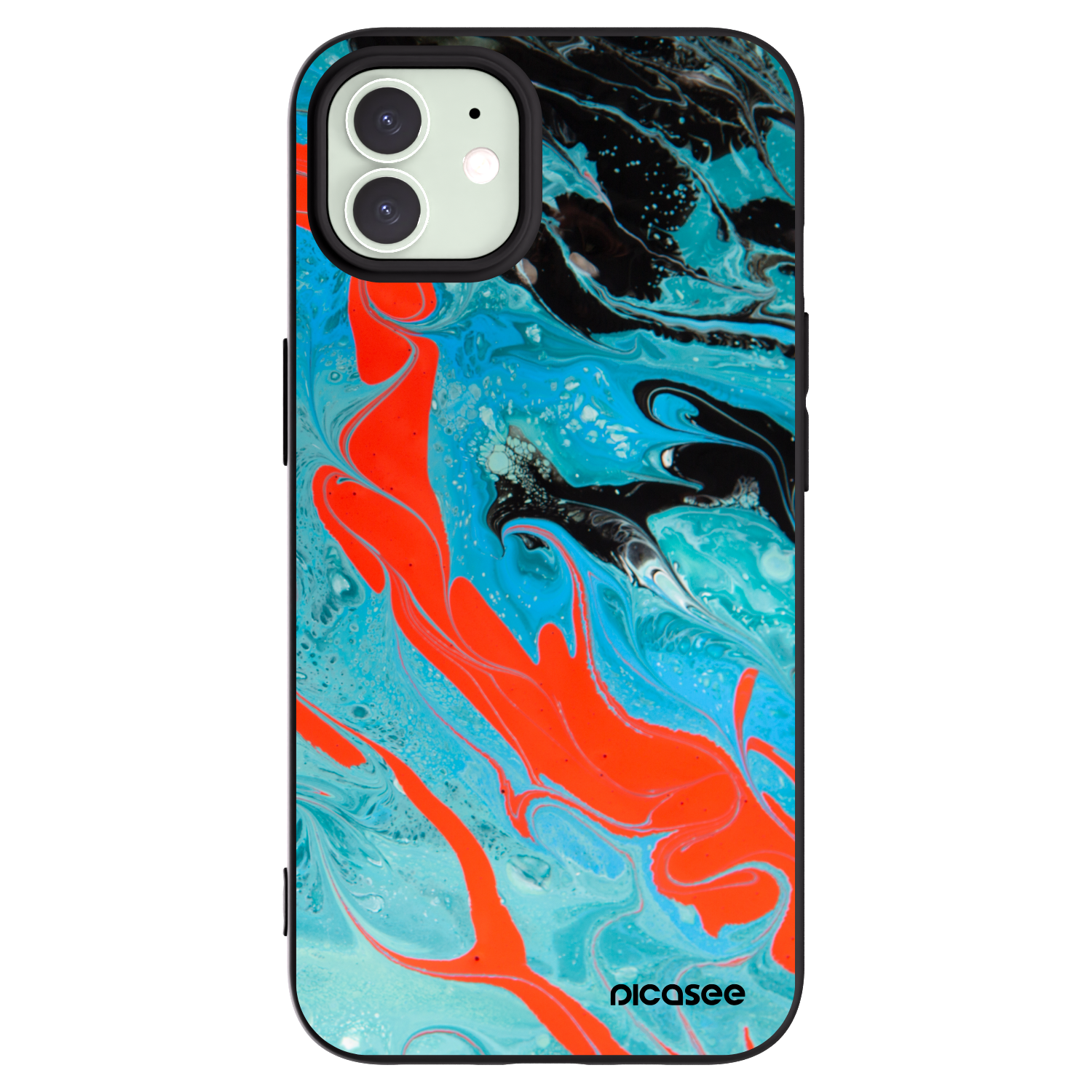 Picasee silikonový černý obal pro Apple iPhone 12 - Blue Magma