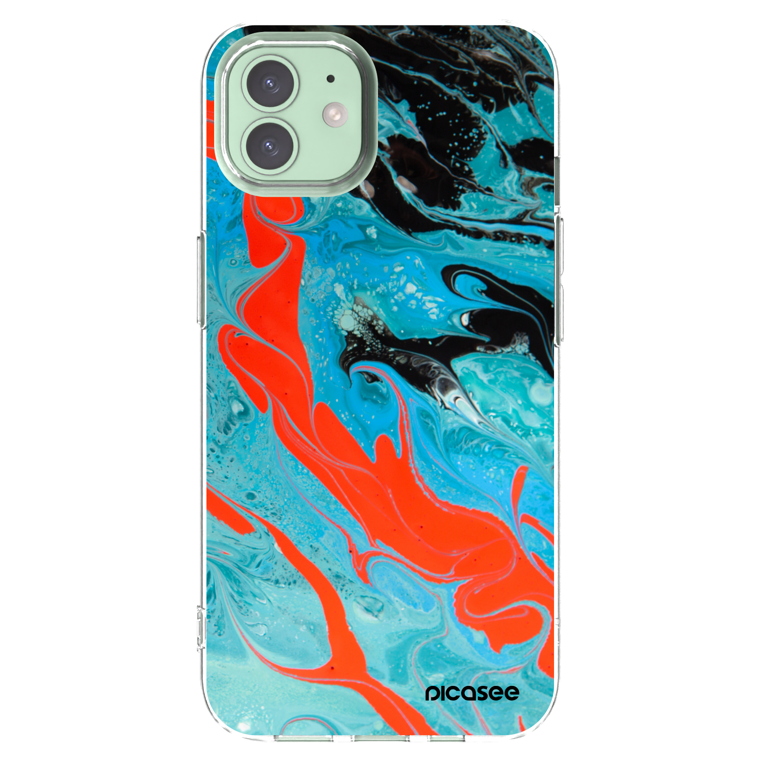 Picasee silikonový průhledný obal pro Apple iPhone 12 - Blue Magma
