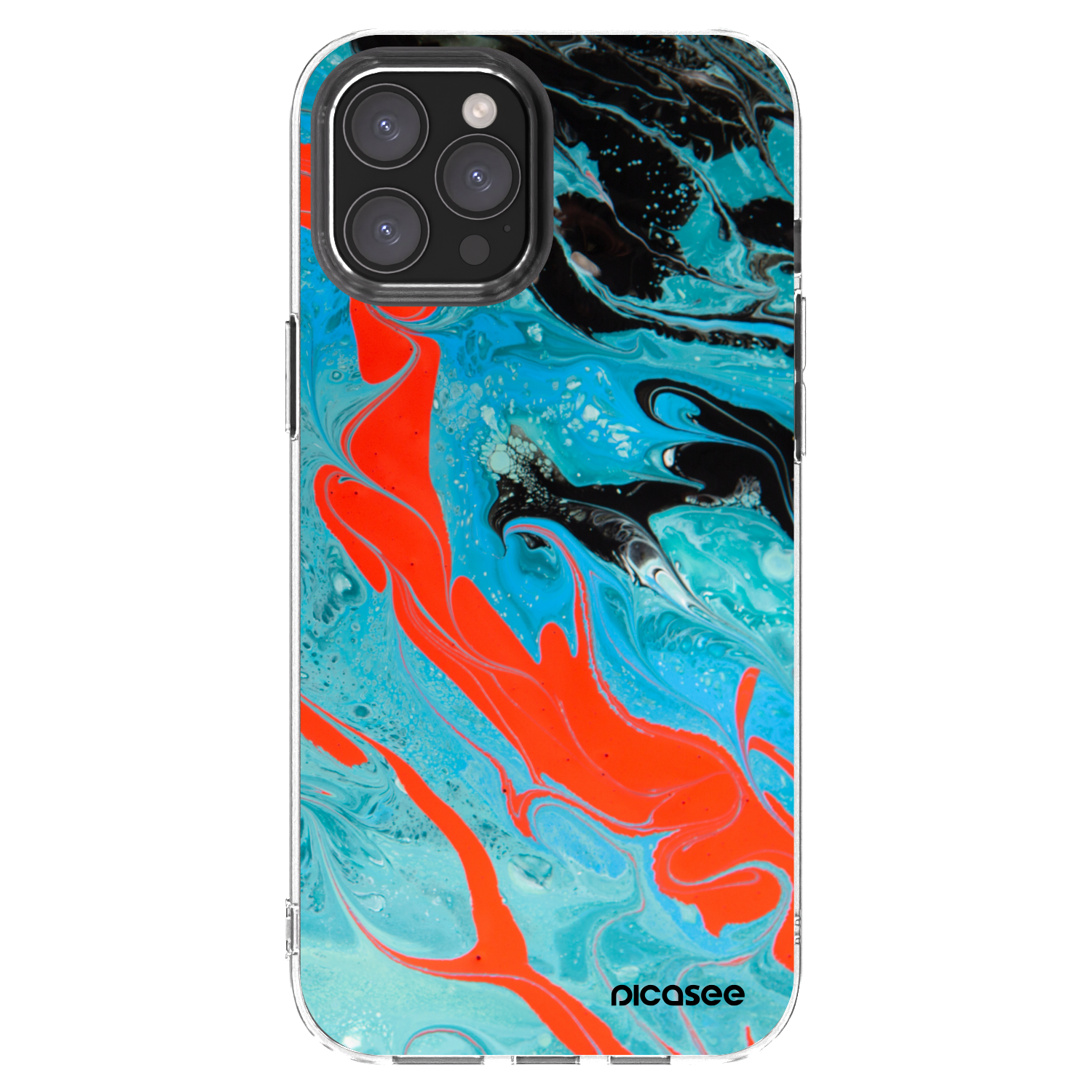 Picasee silikonový průhledný obal pro Apple iPhone 12 Pro Max - Blue Magma