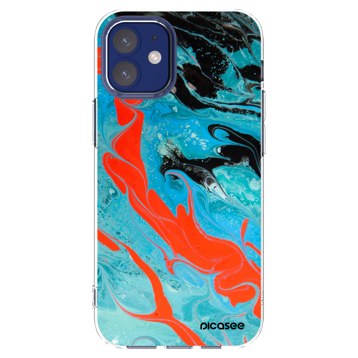 Picasee silikonový průhledný obal pro Apple iPhone 12 mini - Blue Magma