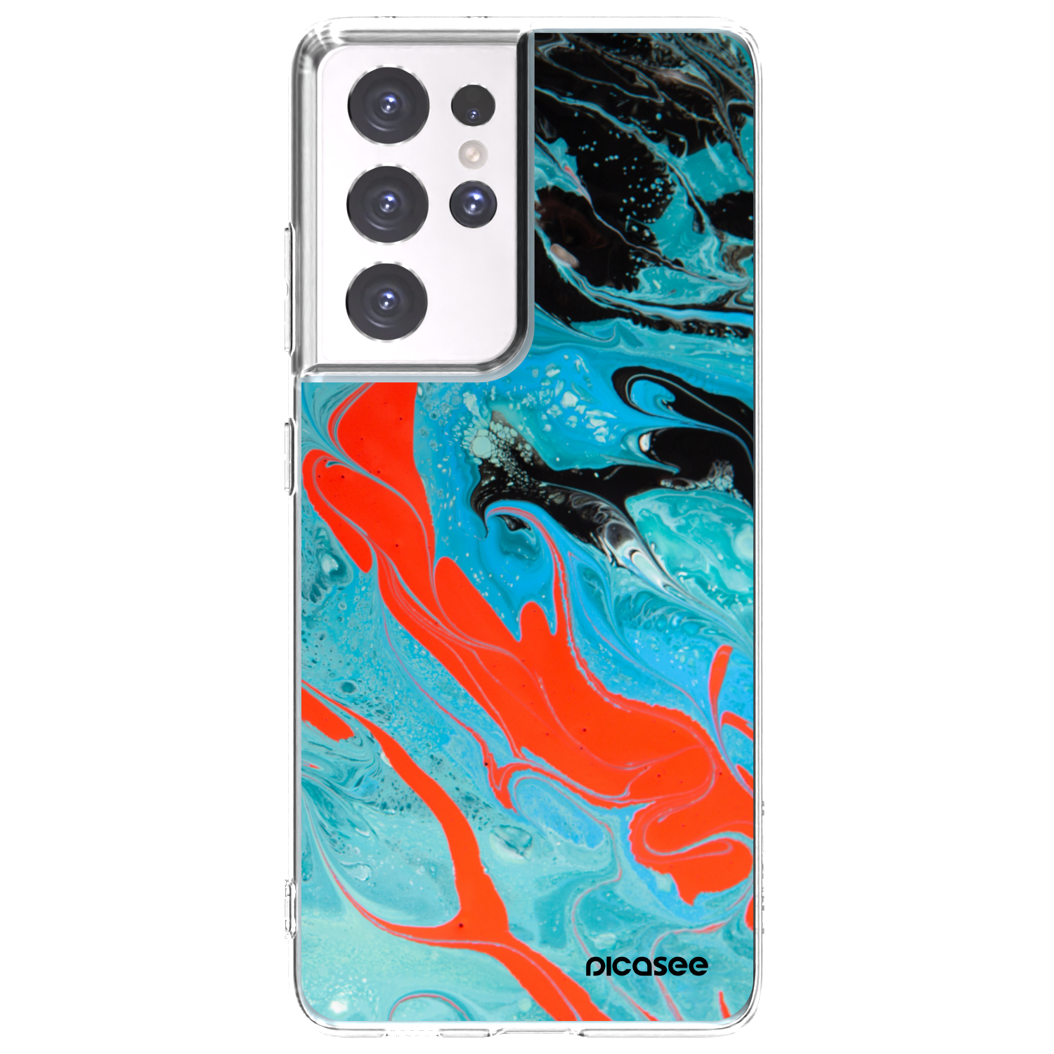 Picasee silikonový průhledný obal pro Samsung Galaxy S21 Ultra 5G G998B - Blue Magma