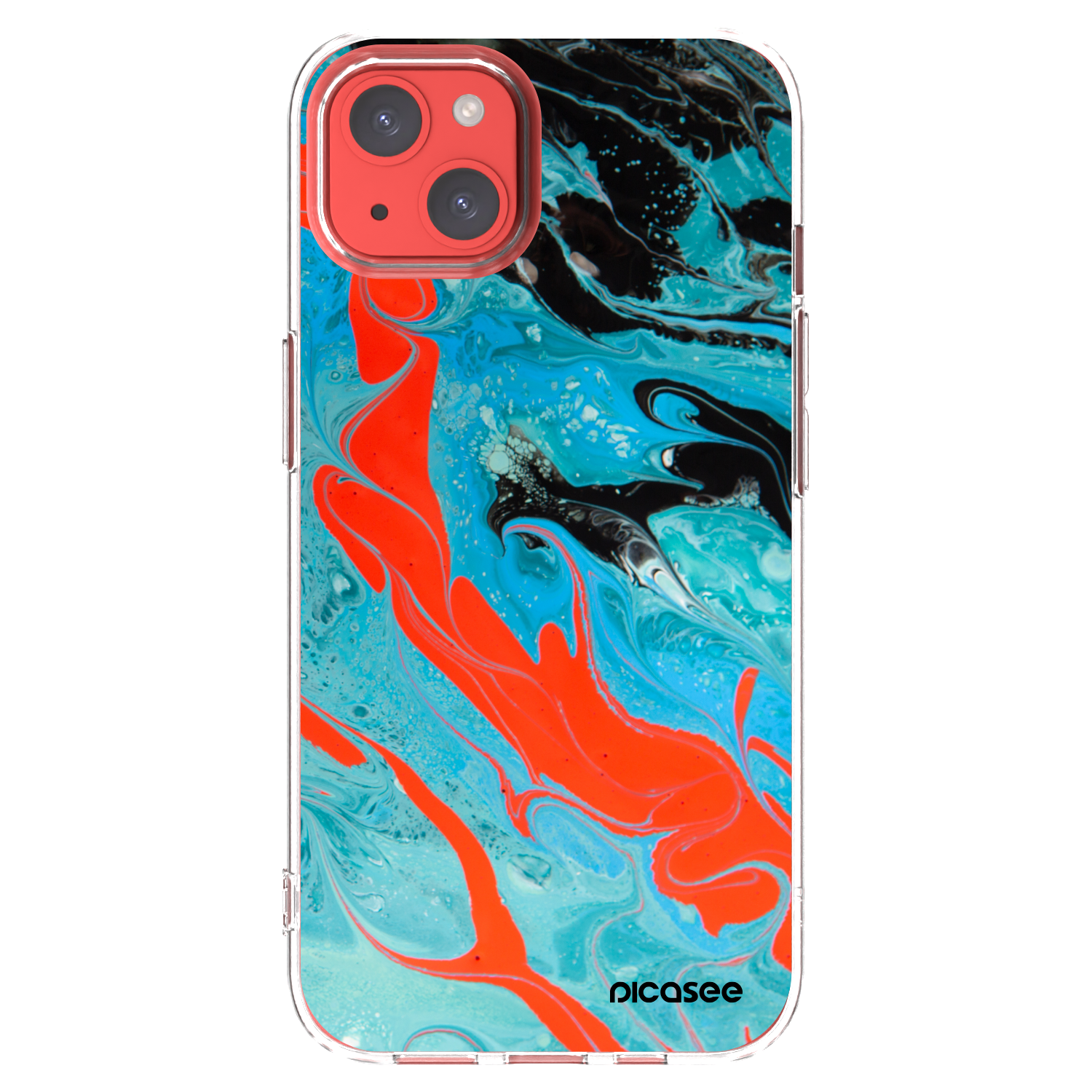 Picasee silikonový průhledný obal pro Apple iPhone 13 - Blue Magma