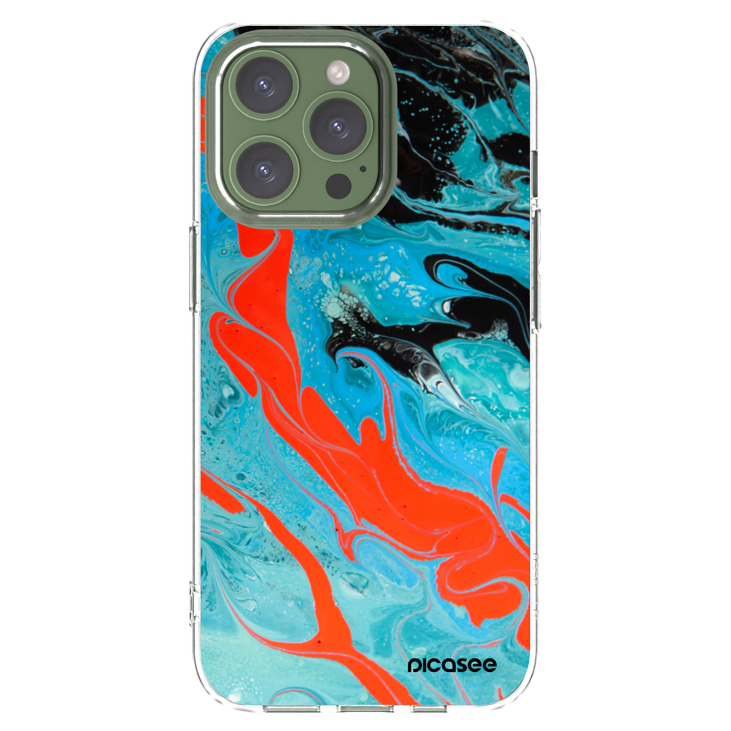 Picasee silikonový průhledný obal pro Apple iPhone 13 Pro - Blue Magma