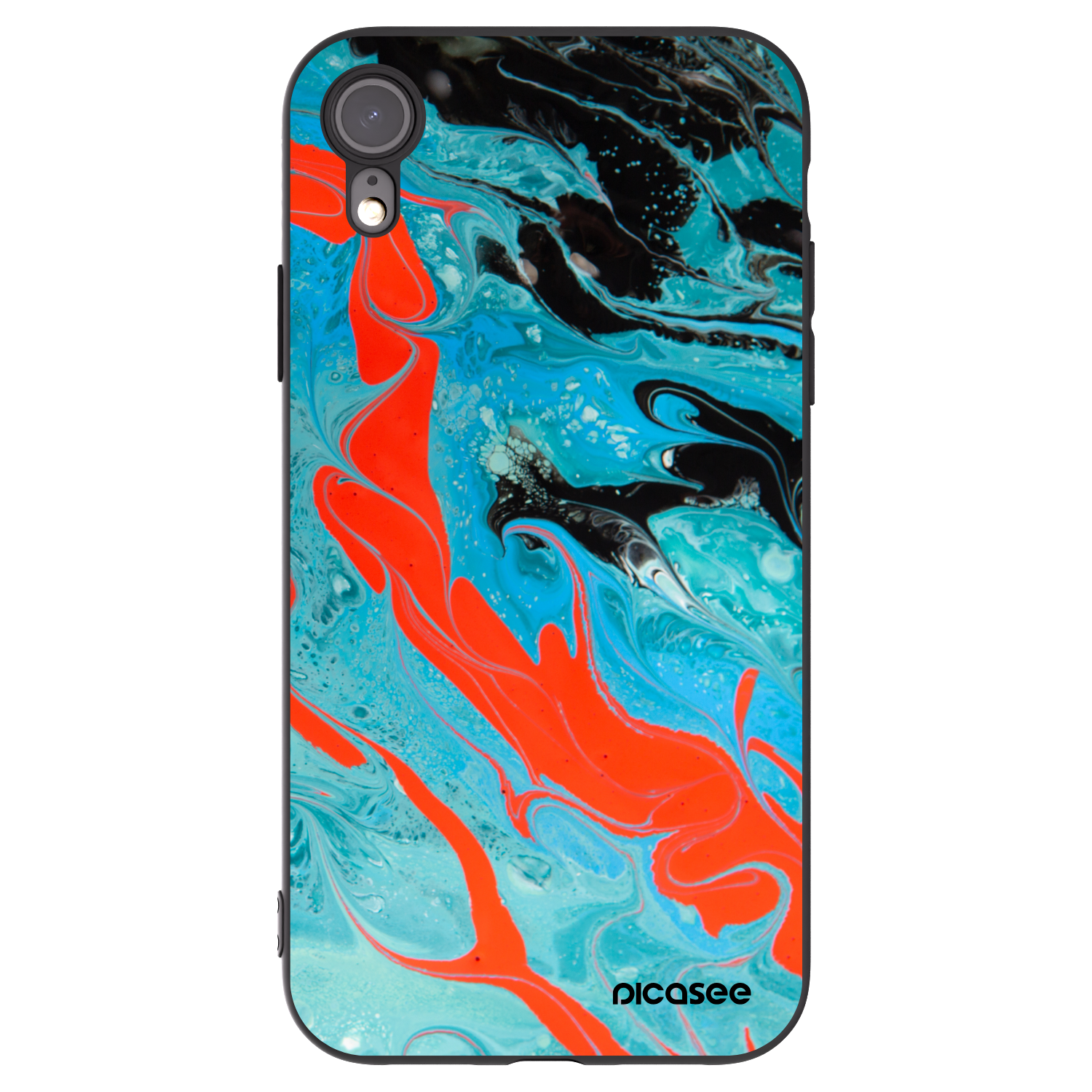 Picasee silikonový černý obal pro Apple iPhone XR - Blue Magma