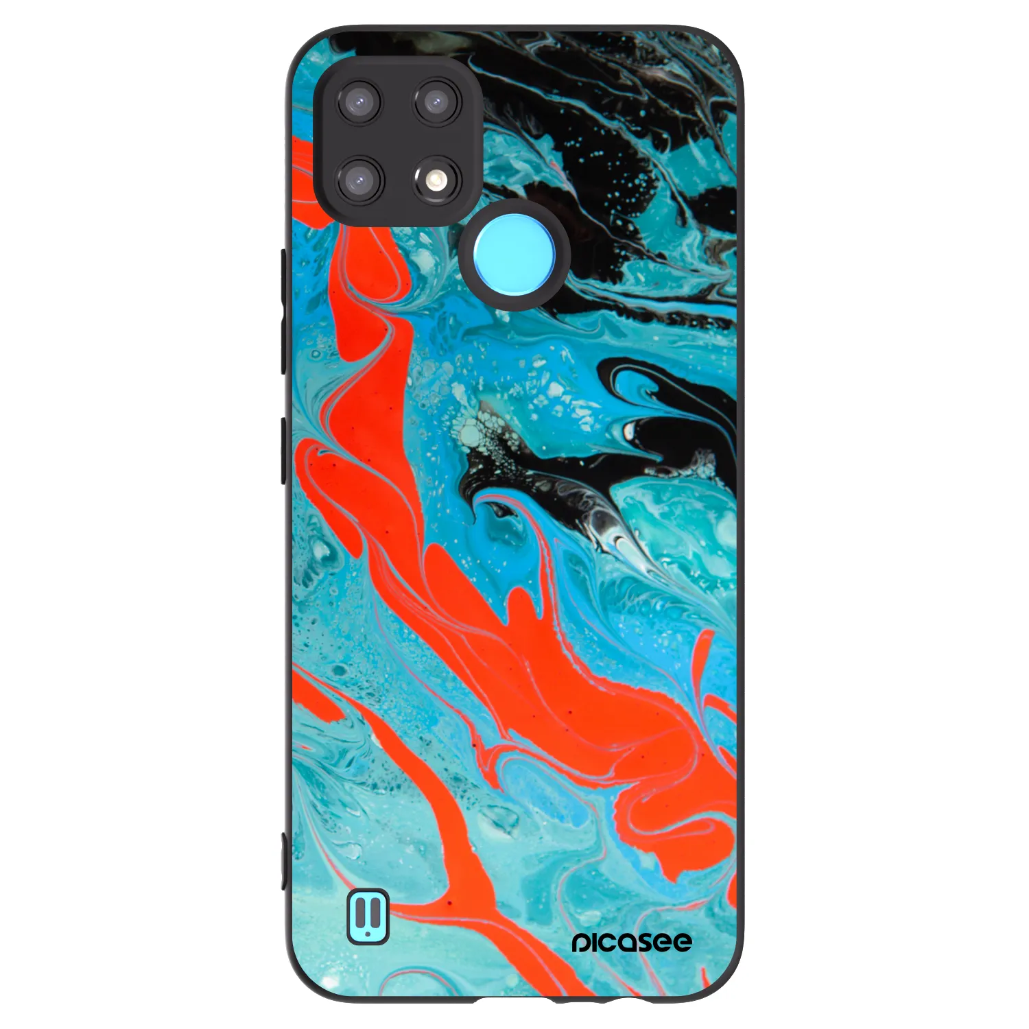 Picasee silikonový černý obal pro Realme C21 - Blue Magma