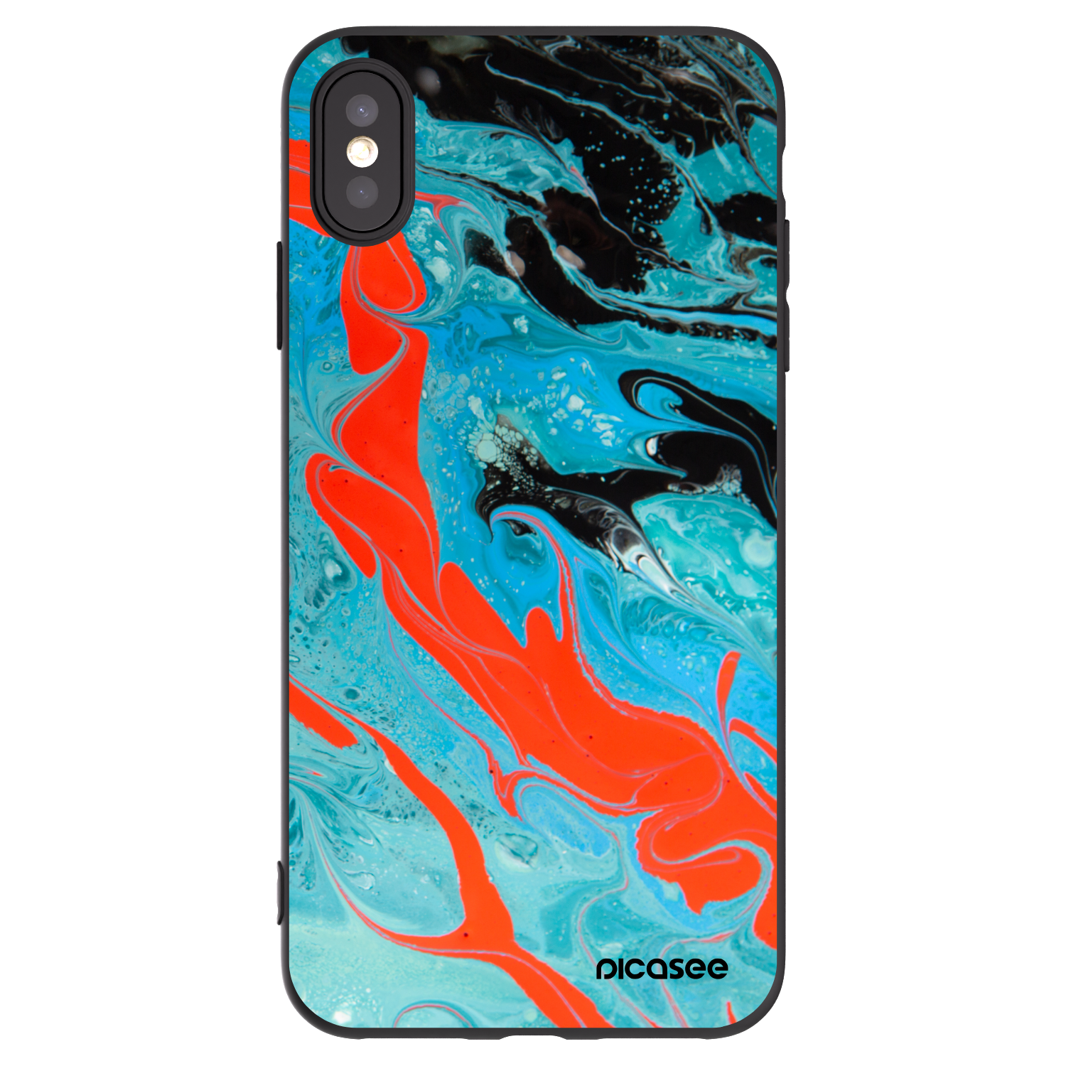 Picasee silikonový černý obal pro Apple iPhone XS Max - Blue Magma