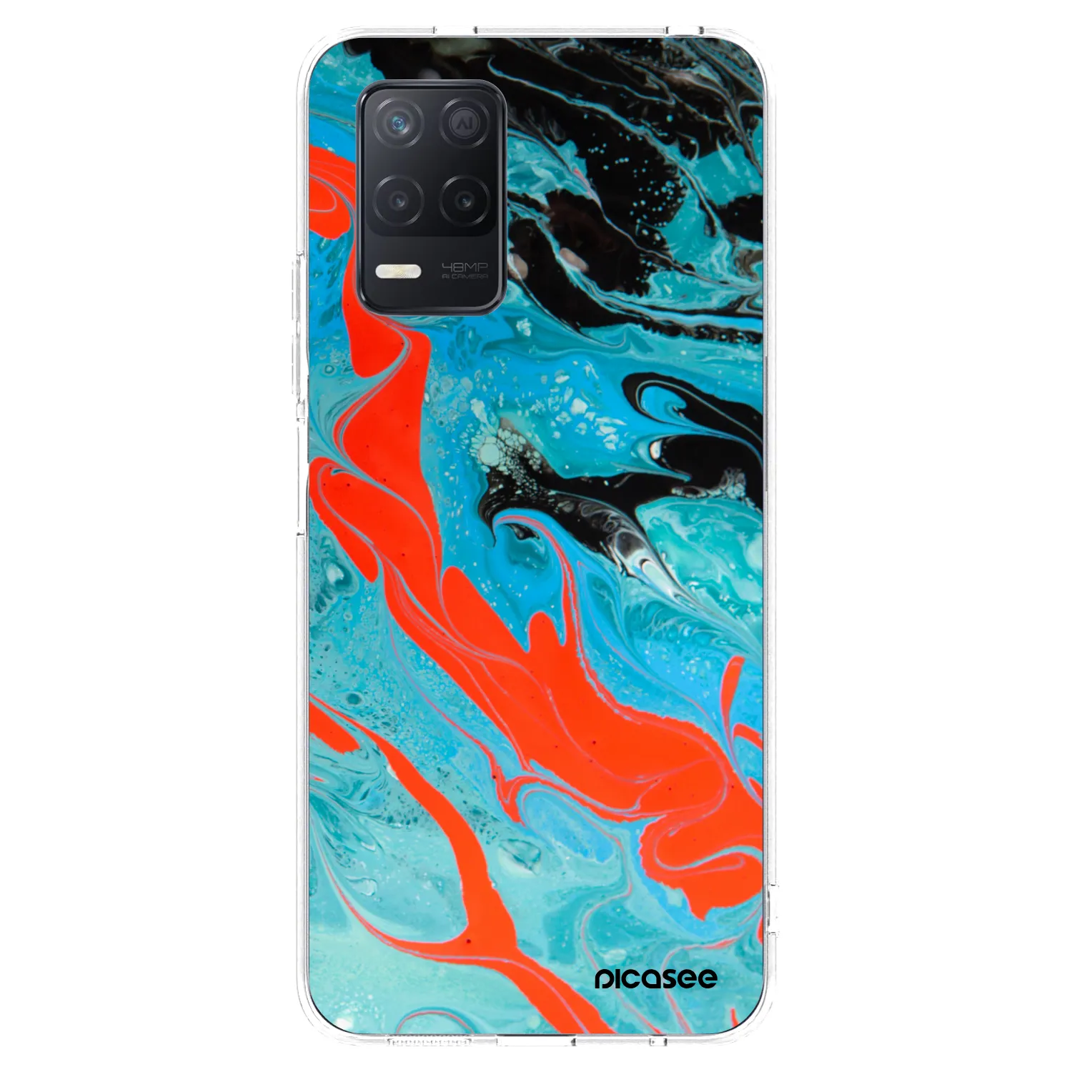 Picasee silikonový průhledný obal pro Realme 8 5G - Blue Magma