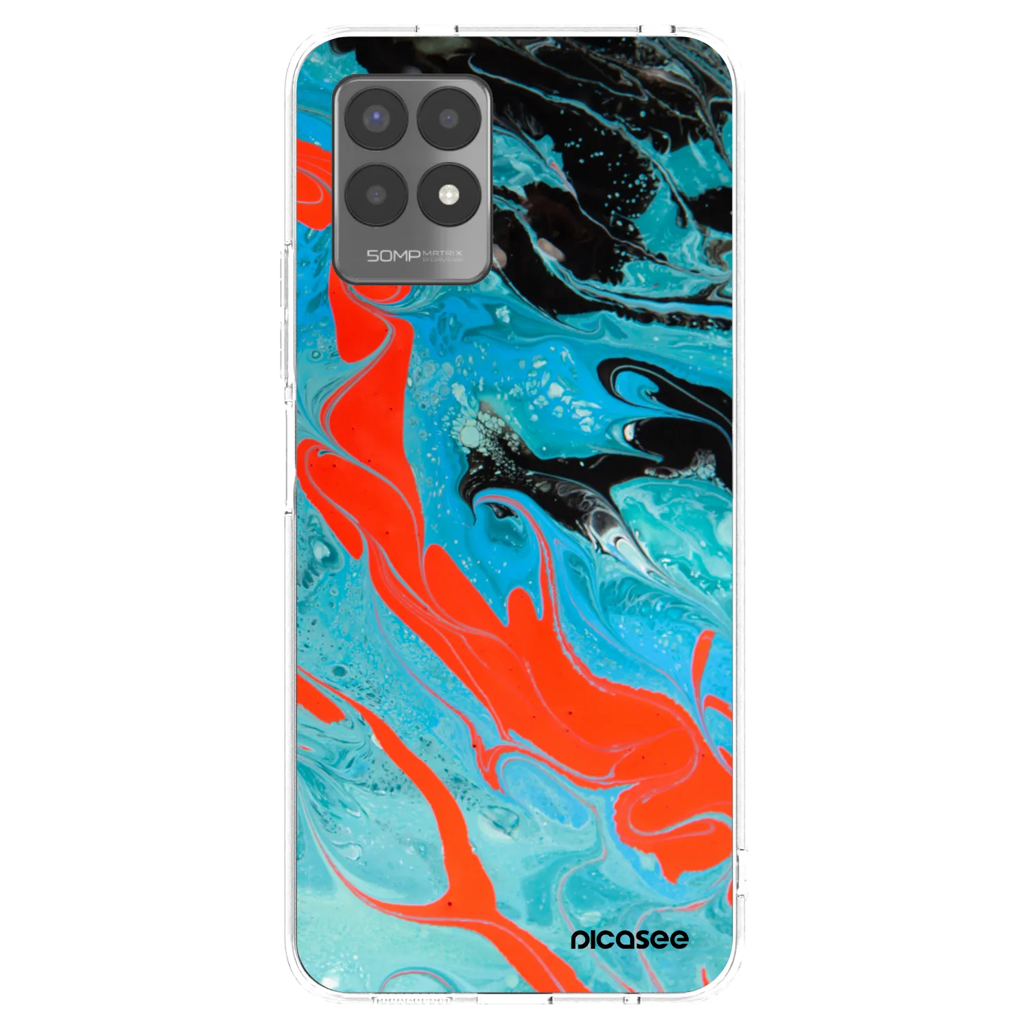 Picasee silikonový průhledný obal pro Realme 8i - Blue Magma