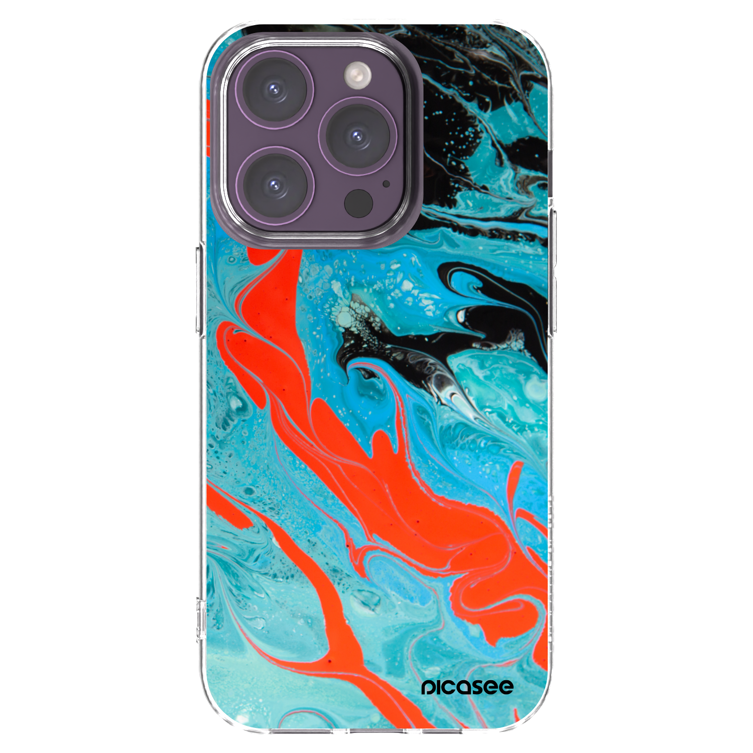 Picasee silikonový průhledný obal pro Apple iPhone 14 Pro - Blue Magma