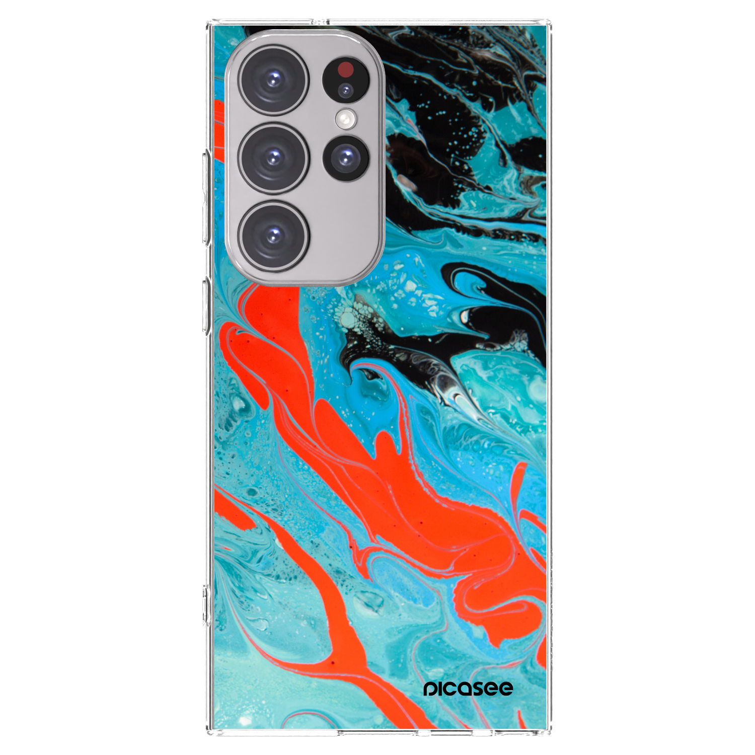 Picasee silikonový průhledný obal pro Samsung Galaxy S23 Ultra 5G - Blue Magma