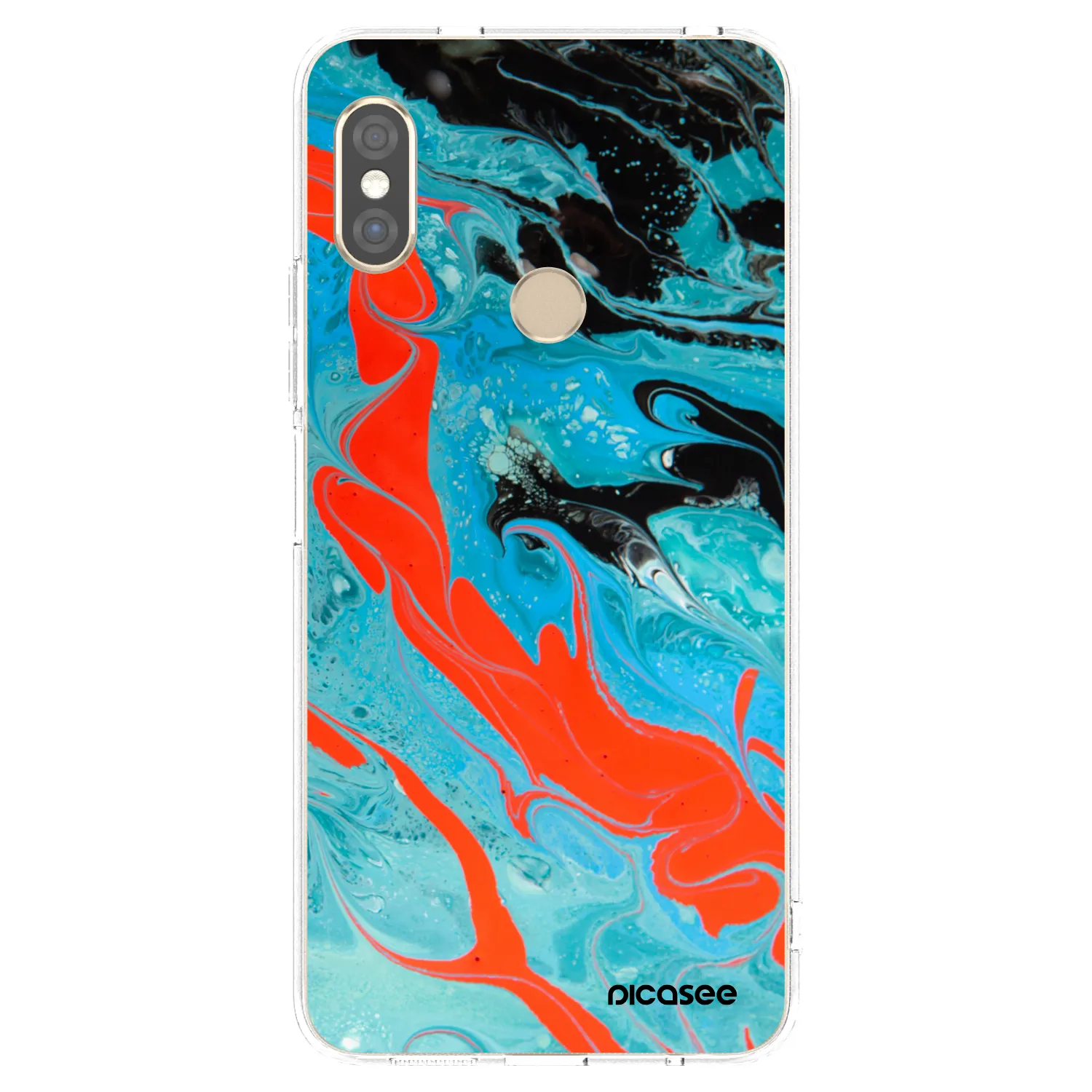 Picasee silikonový průhledný obal pro Xiaomi Redmi Note 5 Global - Blue Magma