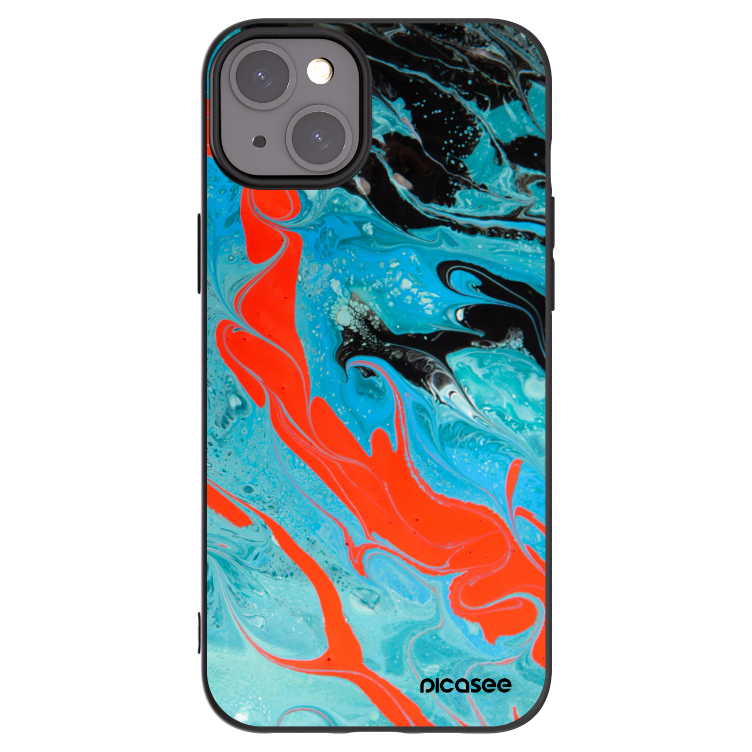 Picasee silikonový černý obal pro Apple iPhone 15 Plus - Blue Magma