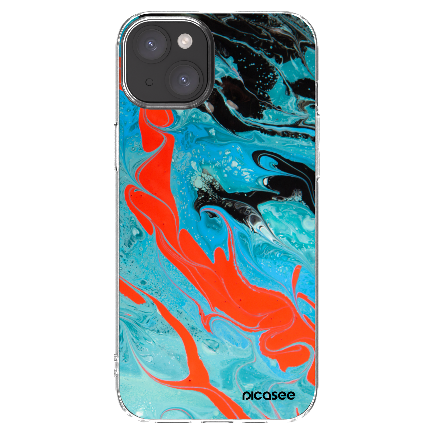 Picasee silikonový průhledný obal pro Apple iPhone 15 Plus - Blue Magma