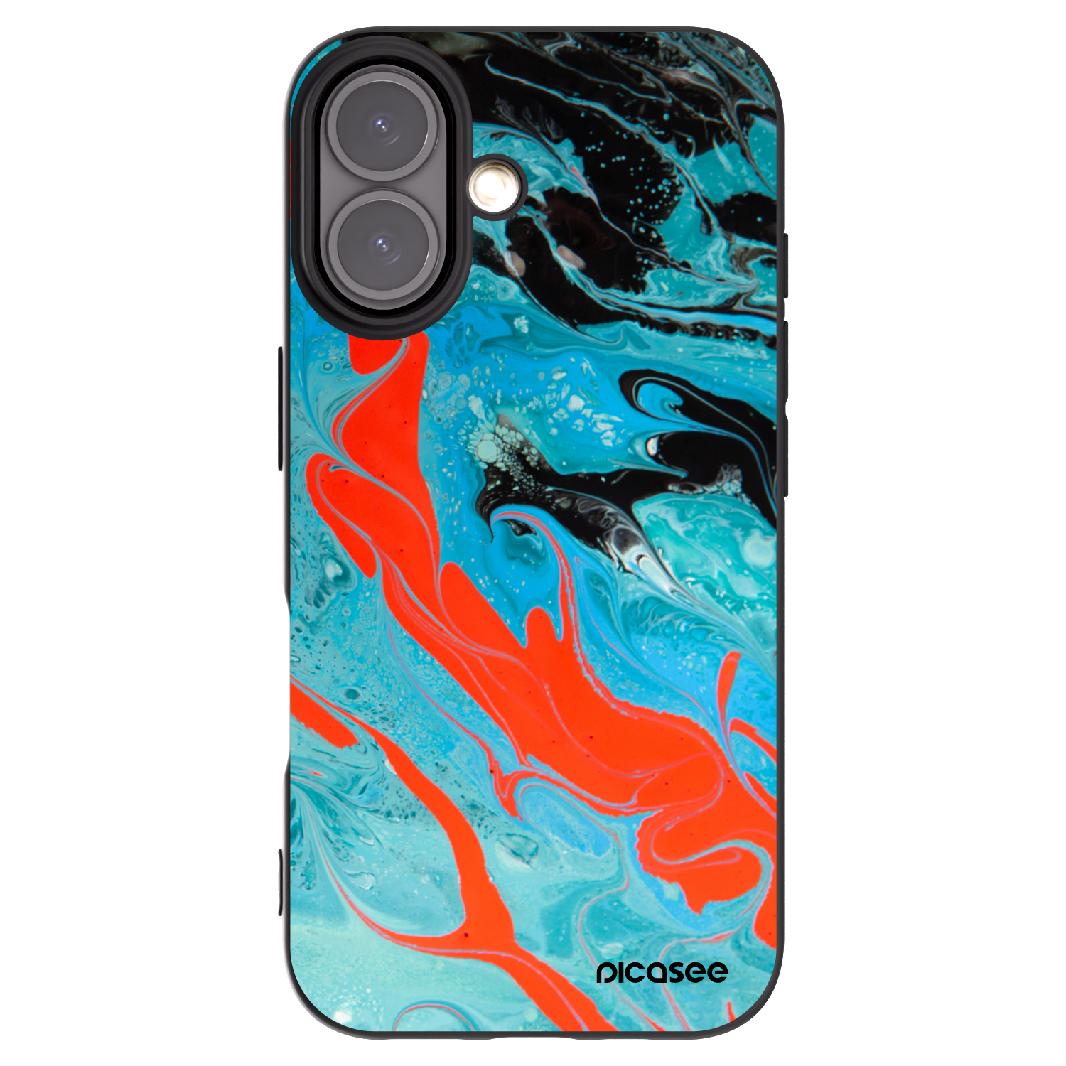 Picasee silikonový černý obal pro Apple iPhone 16 - Blue Magma