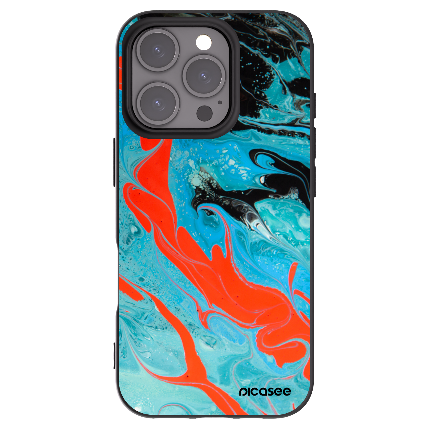 Picasee silikonový černý obal pro Apple iPhone 16 Pro - Blue Magma