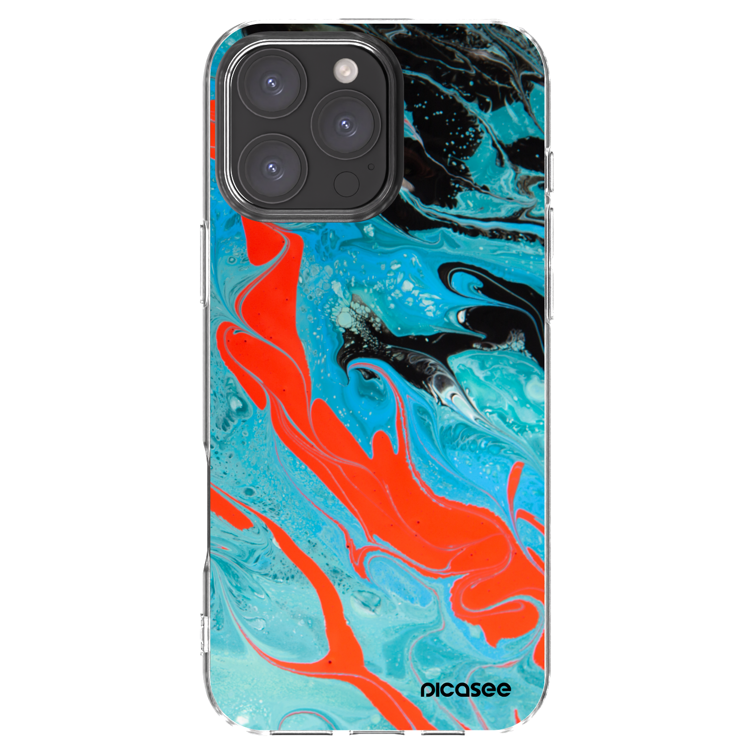 Picasee silikonový průhledný obal pro Apple iPhone 16 Pro Max - Blue Magma