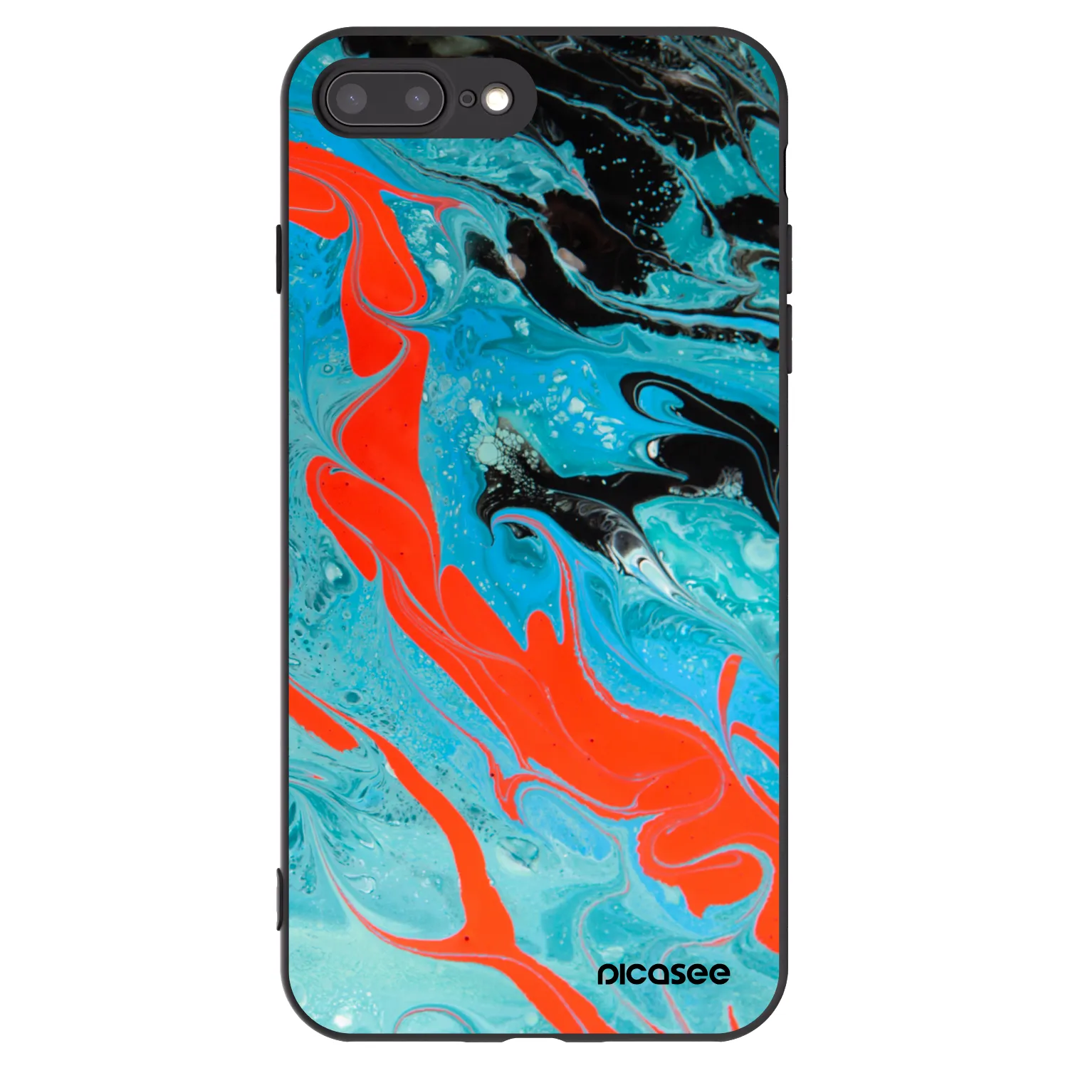 Picasee silikonový černý obal pro Apple iPhone 8 Plus - Blue Magma
