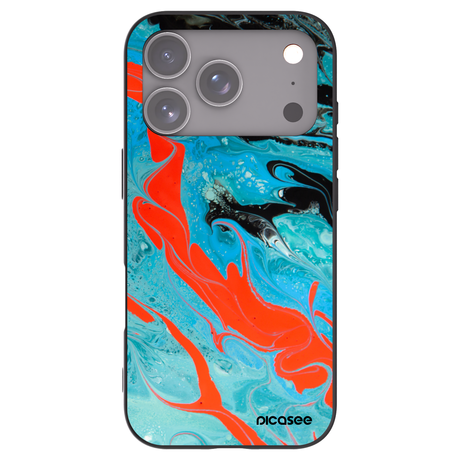 Picasee silikonový černý obal pro Apple iPhone 17 Pro - Blue Magma