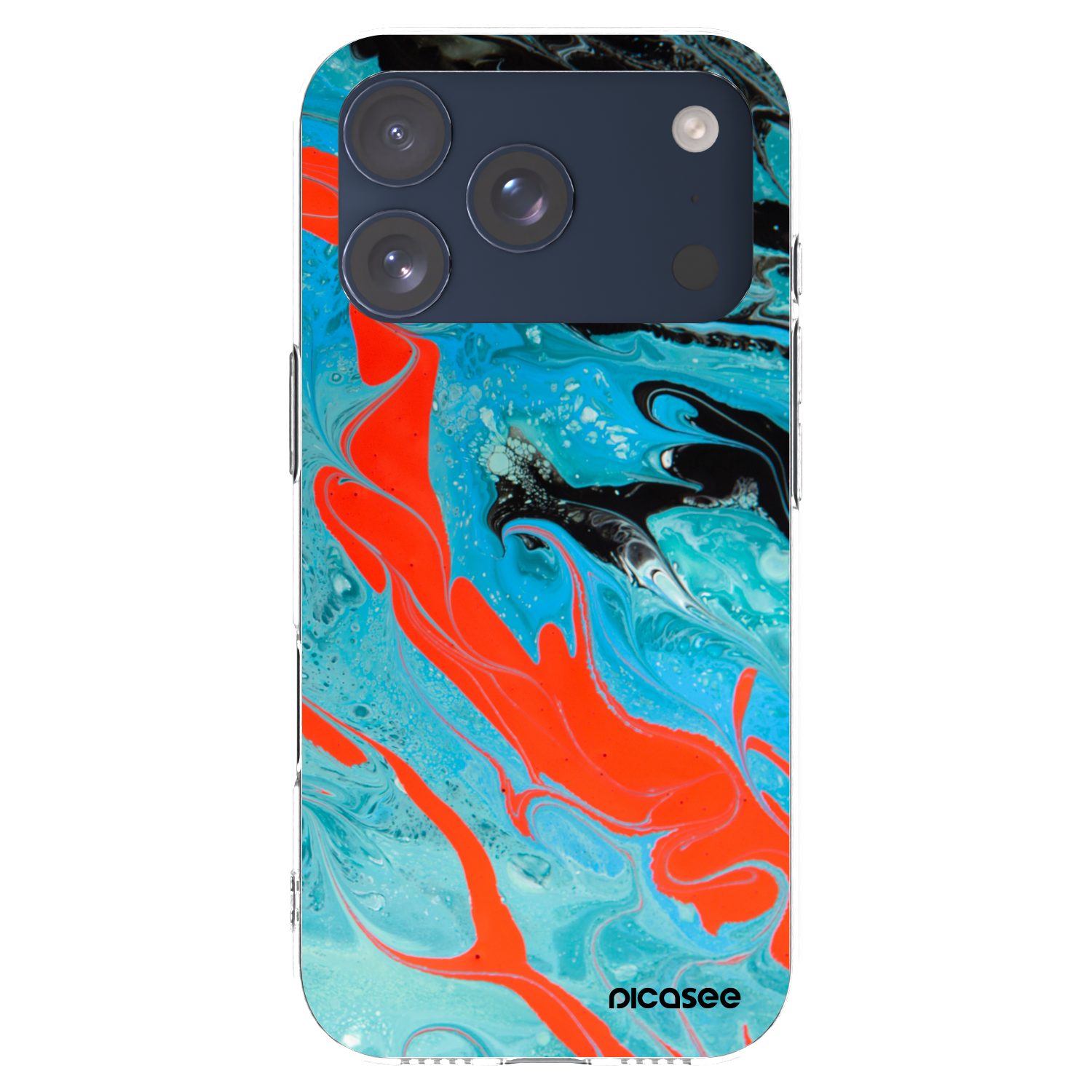 Picasee silikonový průhledný obal pro Apple iPhone 17 Pro - Blue Magma